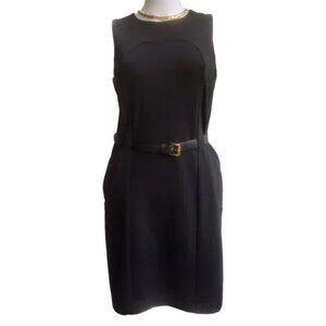 MICHAEL Michael Kors Belted Black Sheath Shift Dress Women Size 2